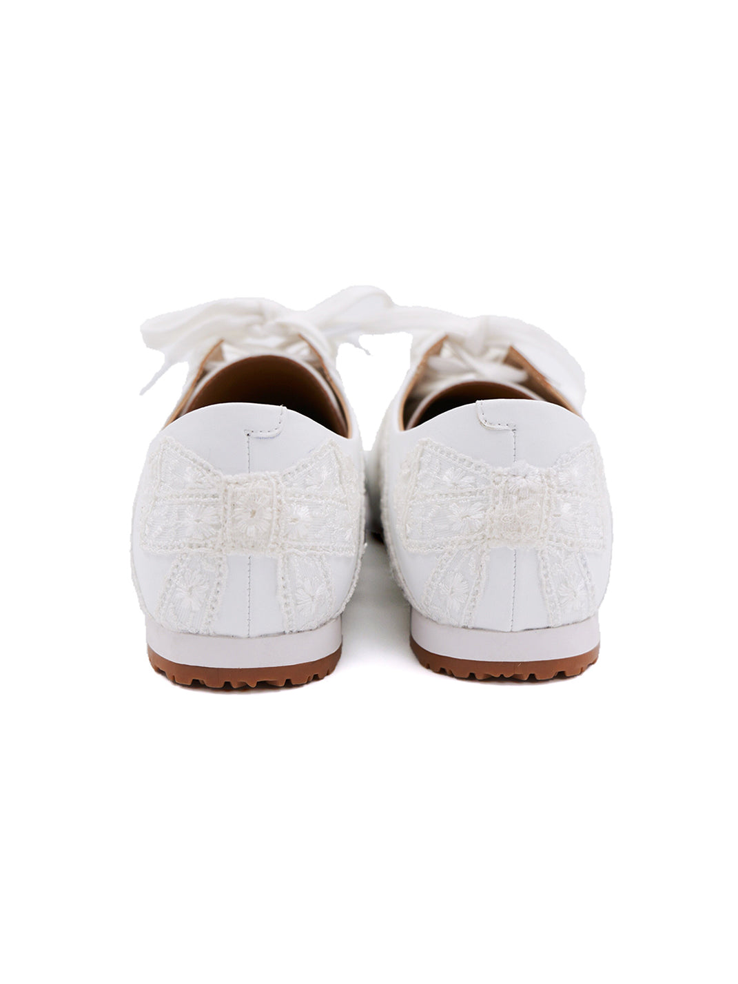 Floral-Lace Leather Low-Profile Sneakers - View 13