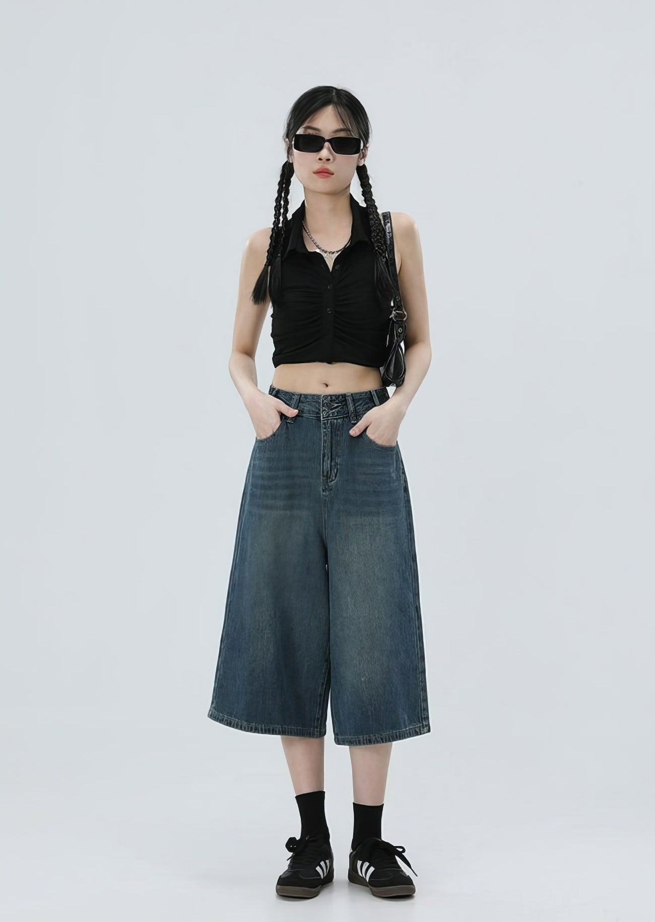 Classic Wide Leg Denim Culottes