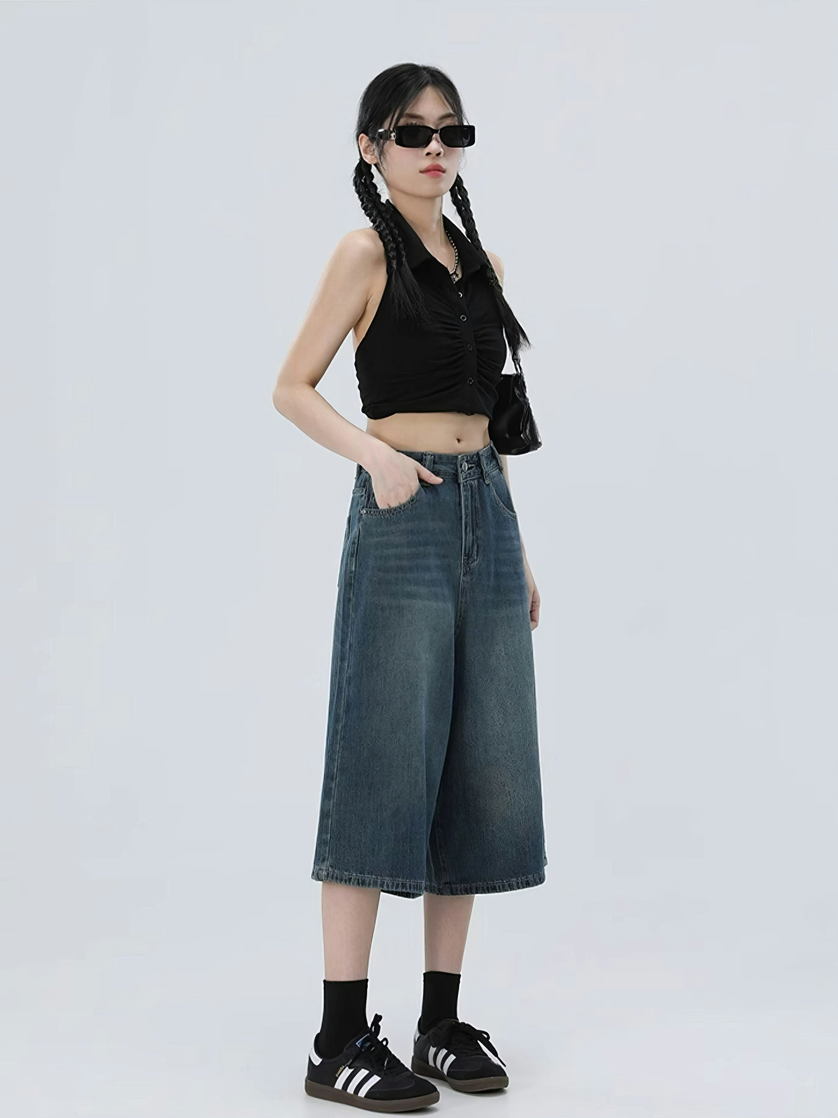 Classic Wide Leg Denim Culottes