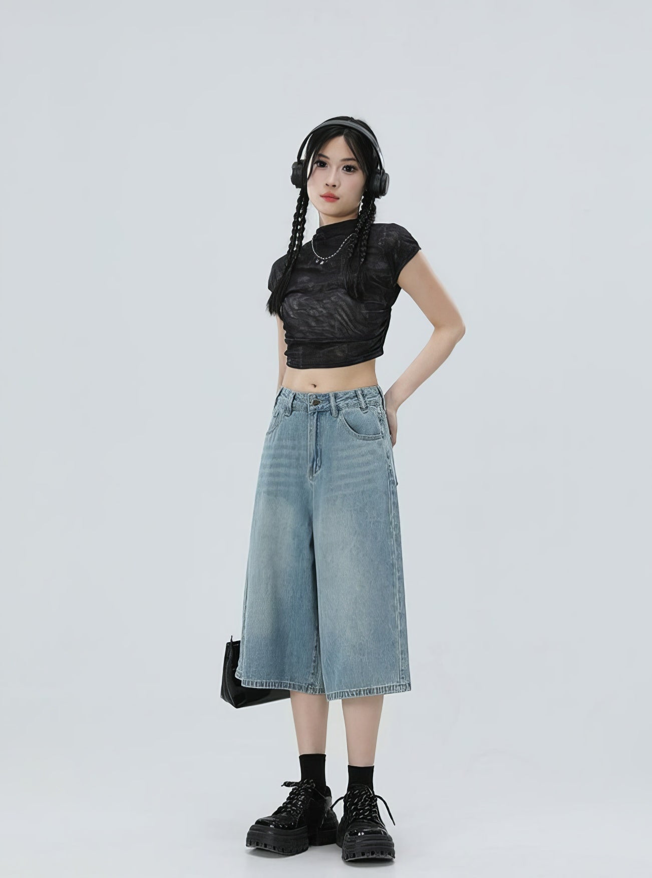 Classic Wide Leg Denim Culottes