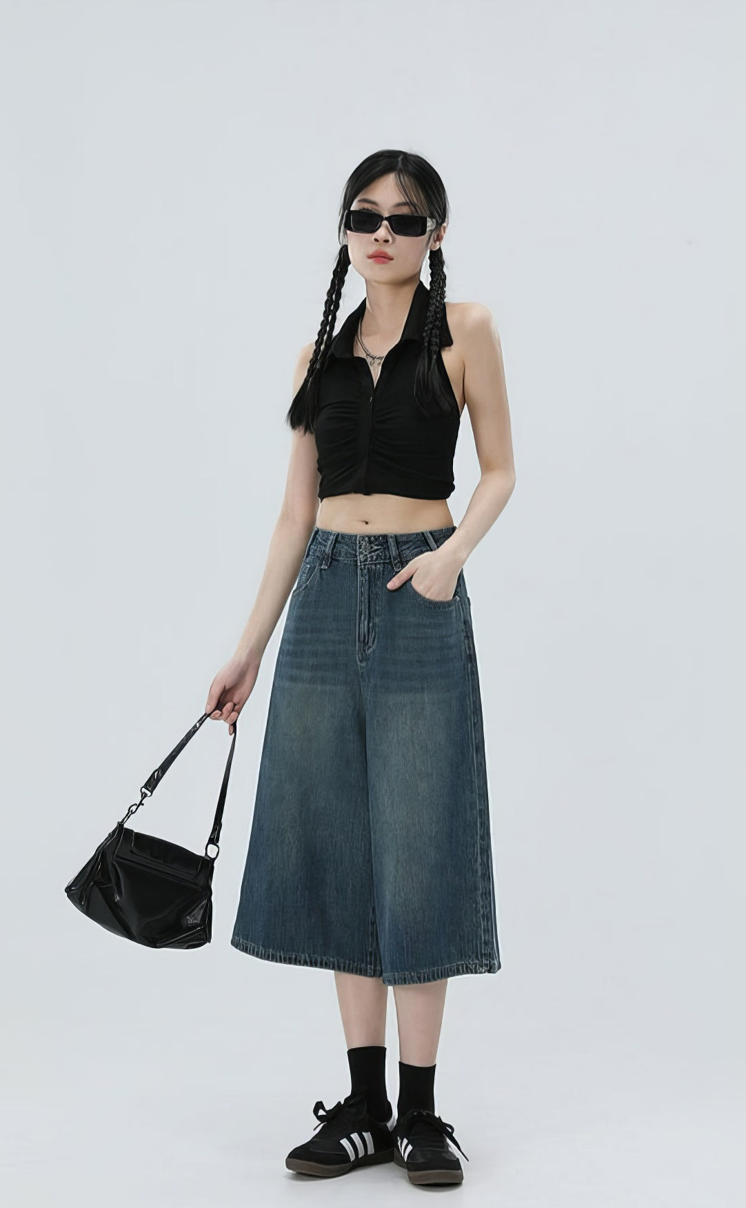 Classic Wide Leg Denim Culottes