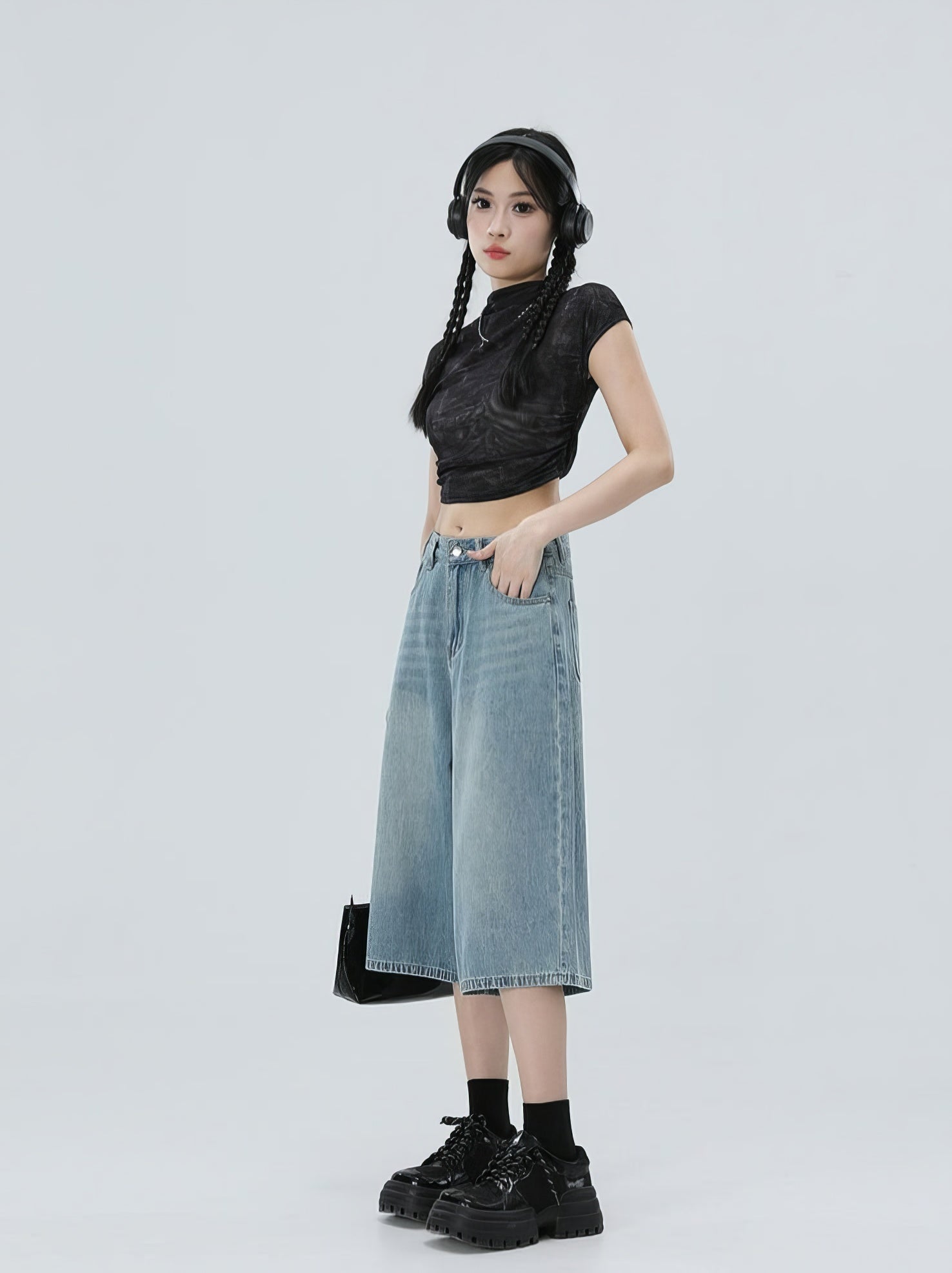 Classic Wide Leg Denim Culottes