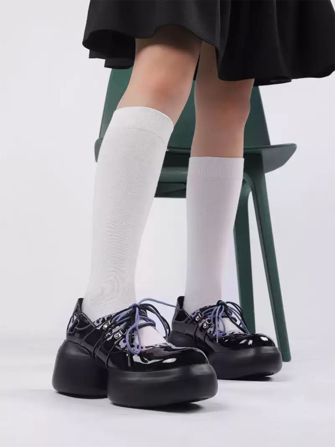 Leopard-Trim Patent Platform Oxfords - View 2