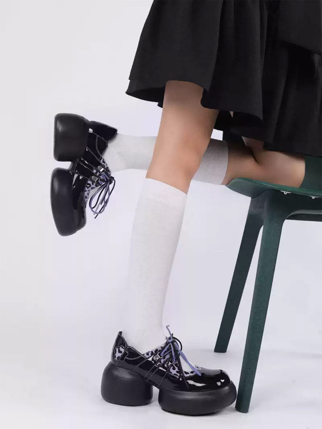 Leopard-Trim Patent Platform Oxfords - View 4