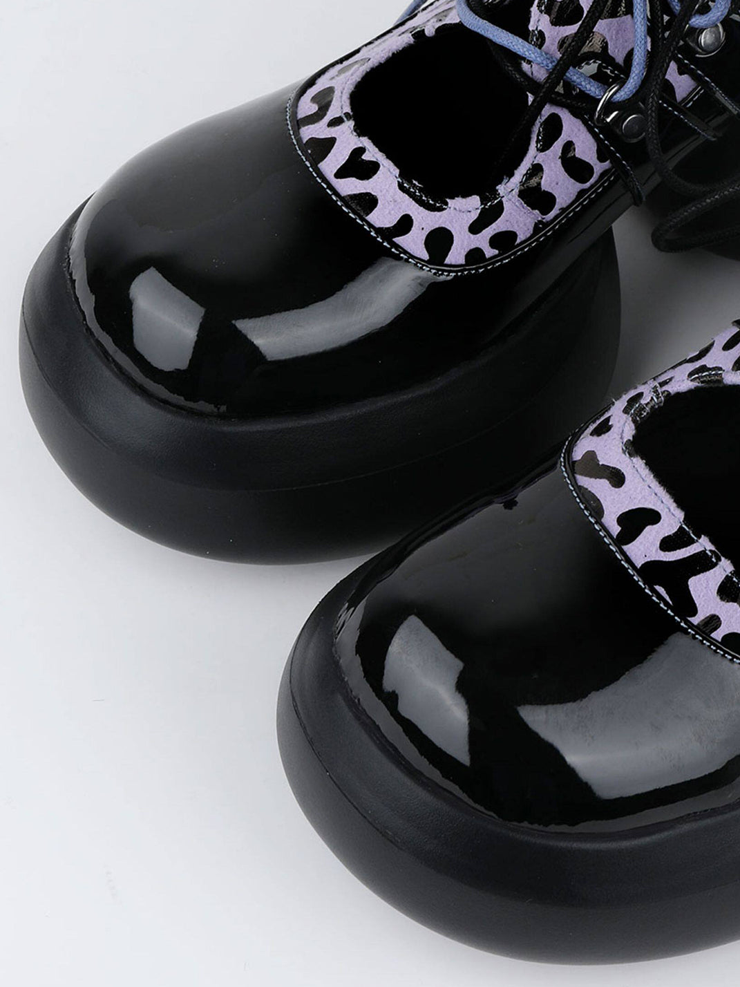 Leopard-Trim Patent Platform Oxfords - View 7
