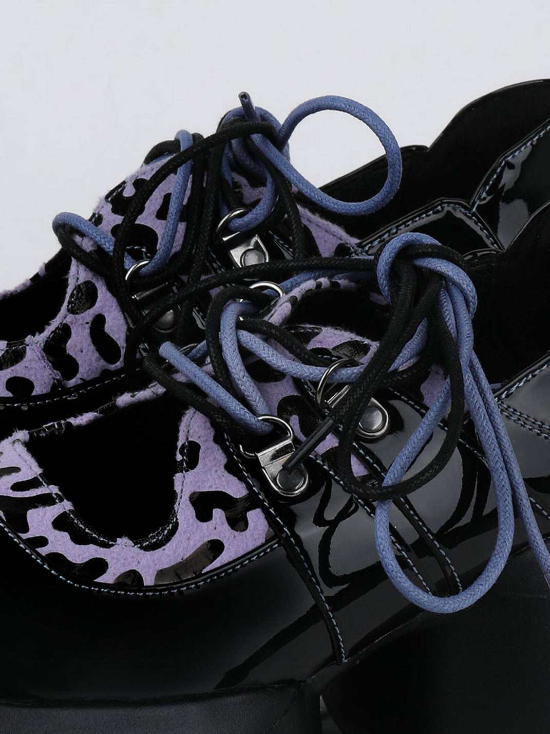 Leopard-Trim Patent Platform Oxfords - View 8