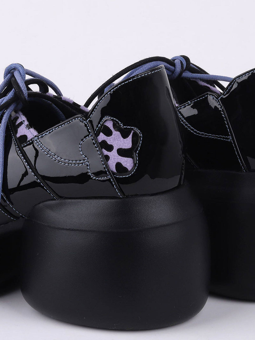Leopard-Trim Patent Platform Oxfords - View 9