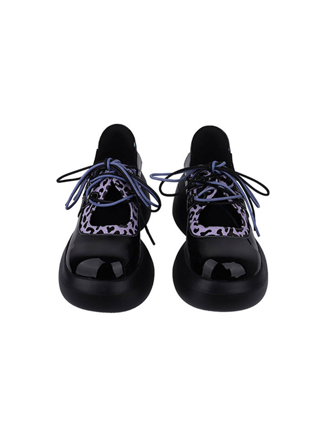 Leopard-Trim Patent Platform Oxfords - View 10