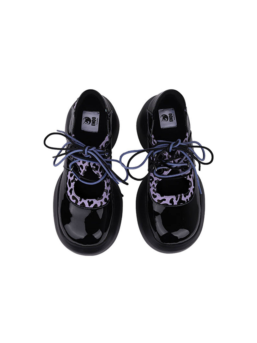 Leopard-Trim Patent Platform Oxfords - View 11