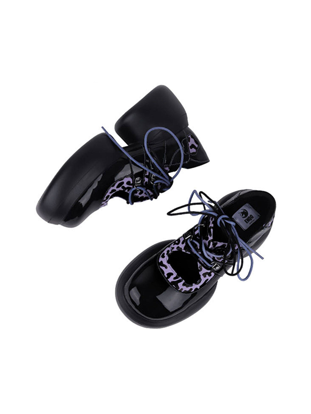 Leopard-Trim Patent Platform Oxfords - View 12