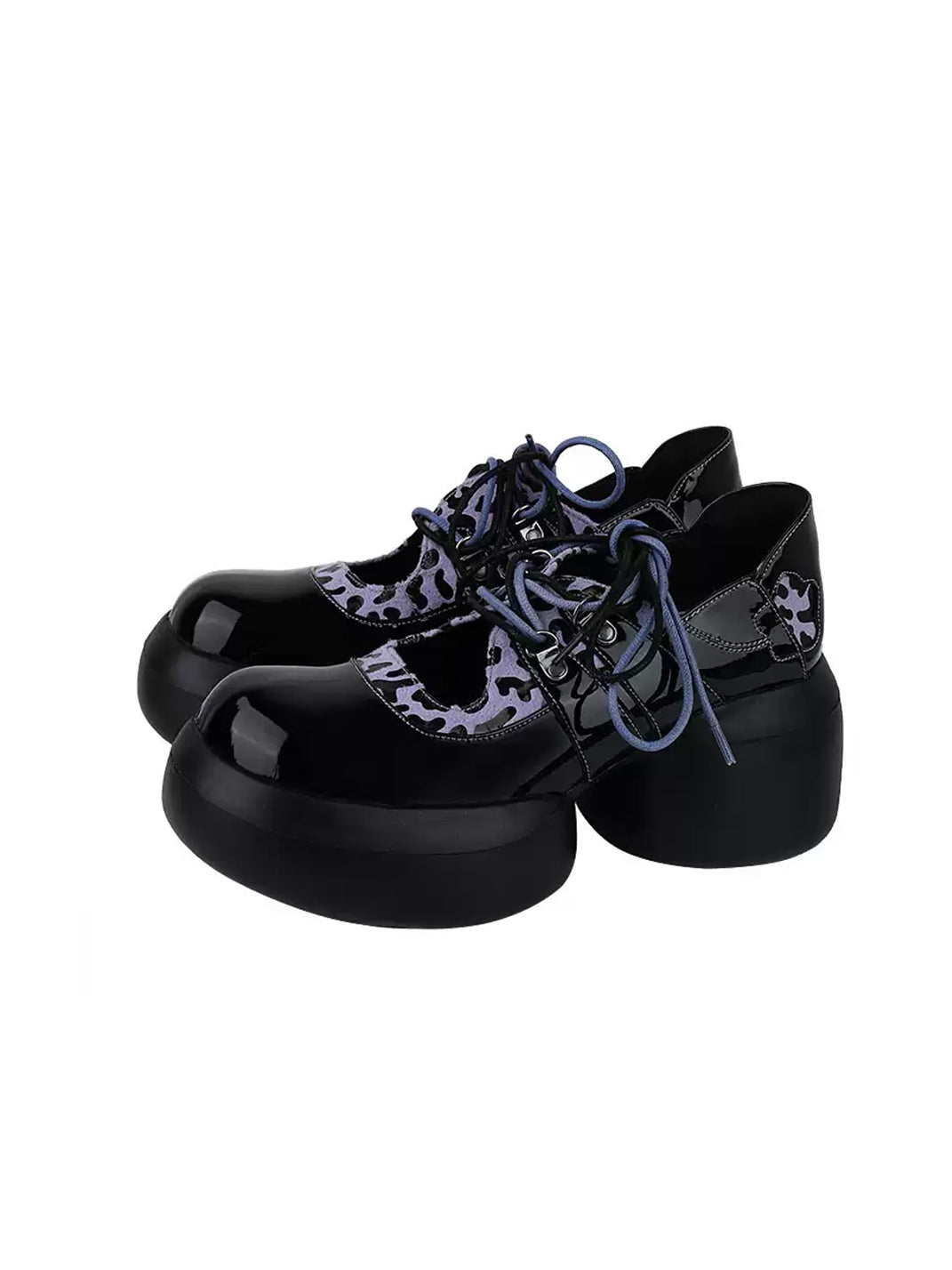 Leopard-Trim Patent Platform Oxfords - View 13
