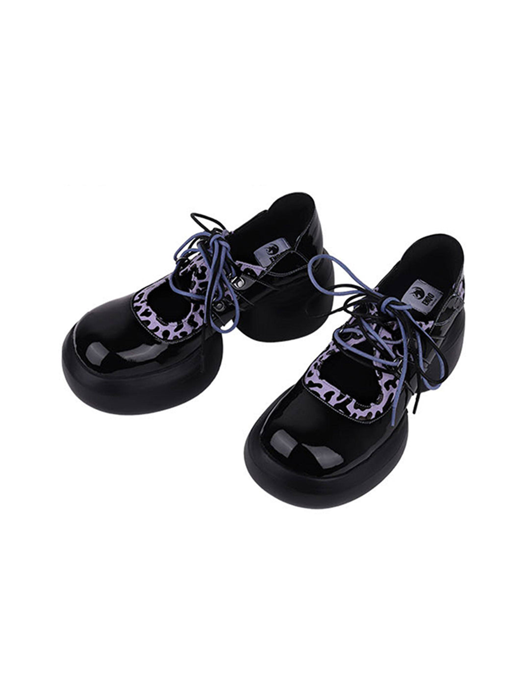 Leopard-Trim Patent Platform Oxfords - View 14