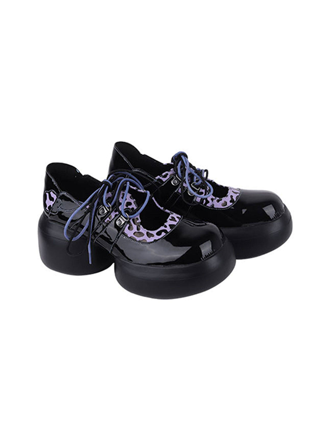 Leopard-Trim Patent Platform Oxfords - View 15