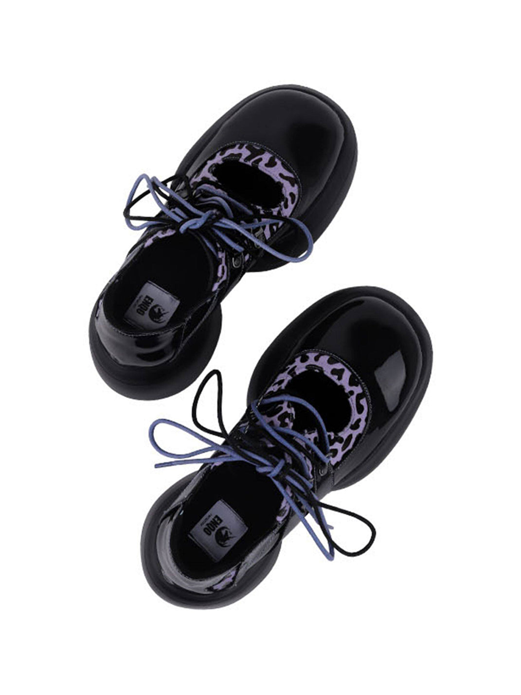 Leopard-Trim Patent Platform Oxfords - View 16