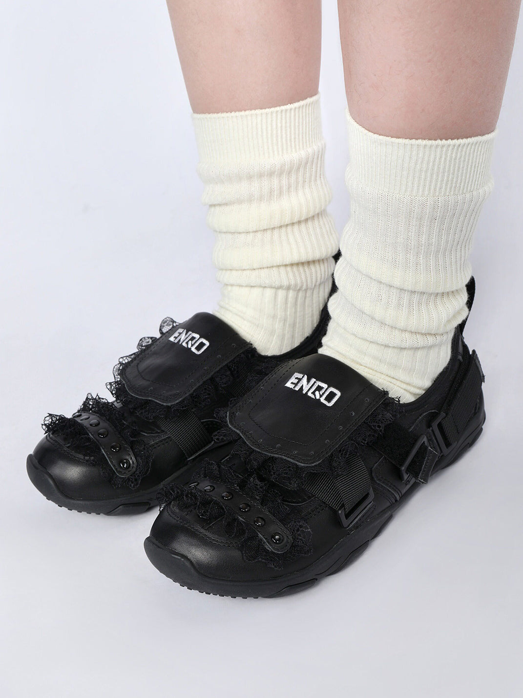 Lace-Panel Rivet Sport Sandals - View 3