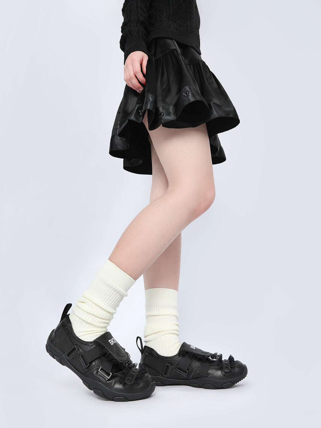 Lace-Panel Rivet Sport Sandals - View 6