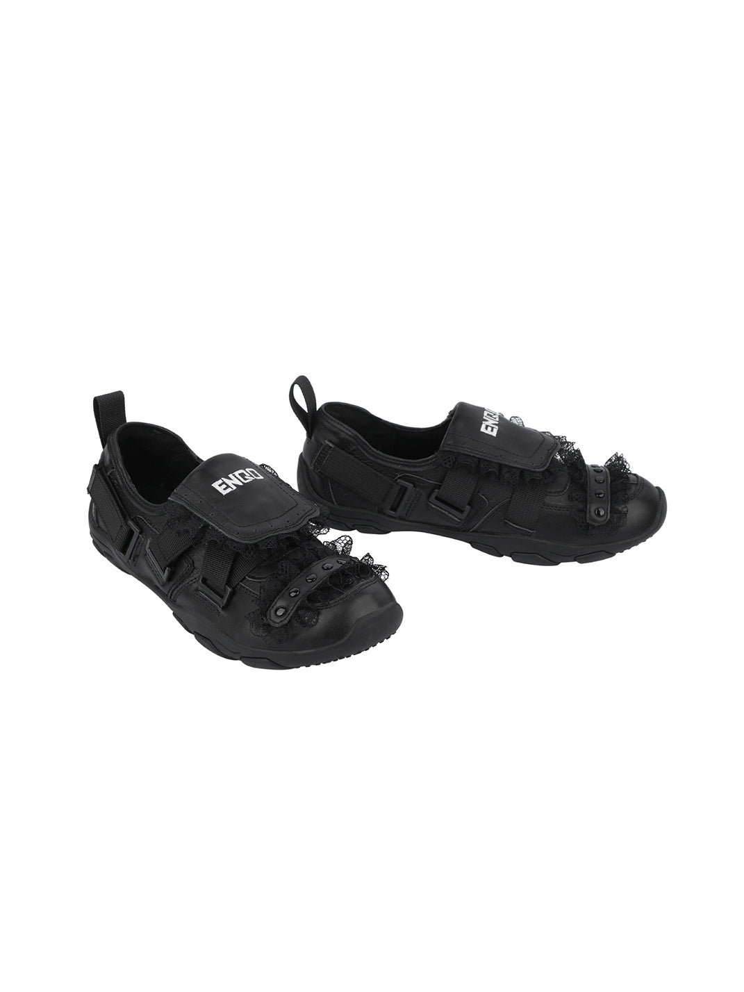 Lace-Panel Rivet Sport Sandals - View 13