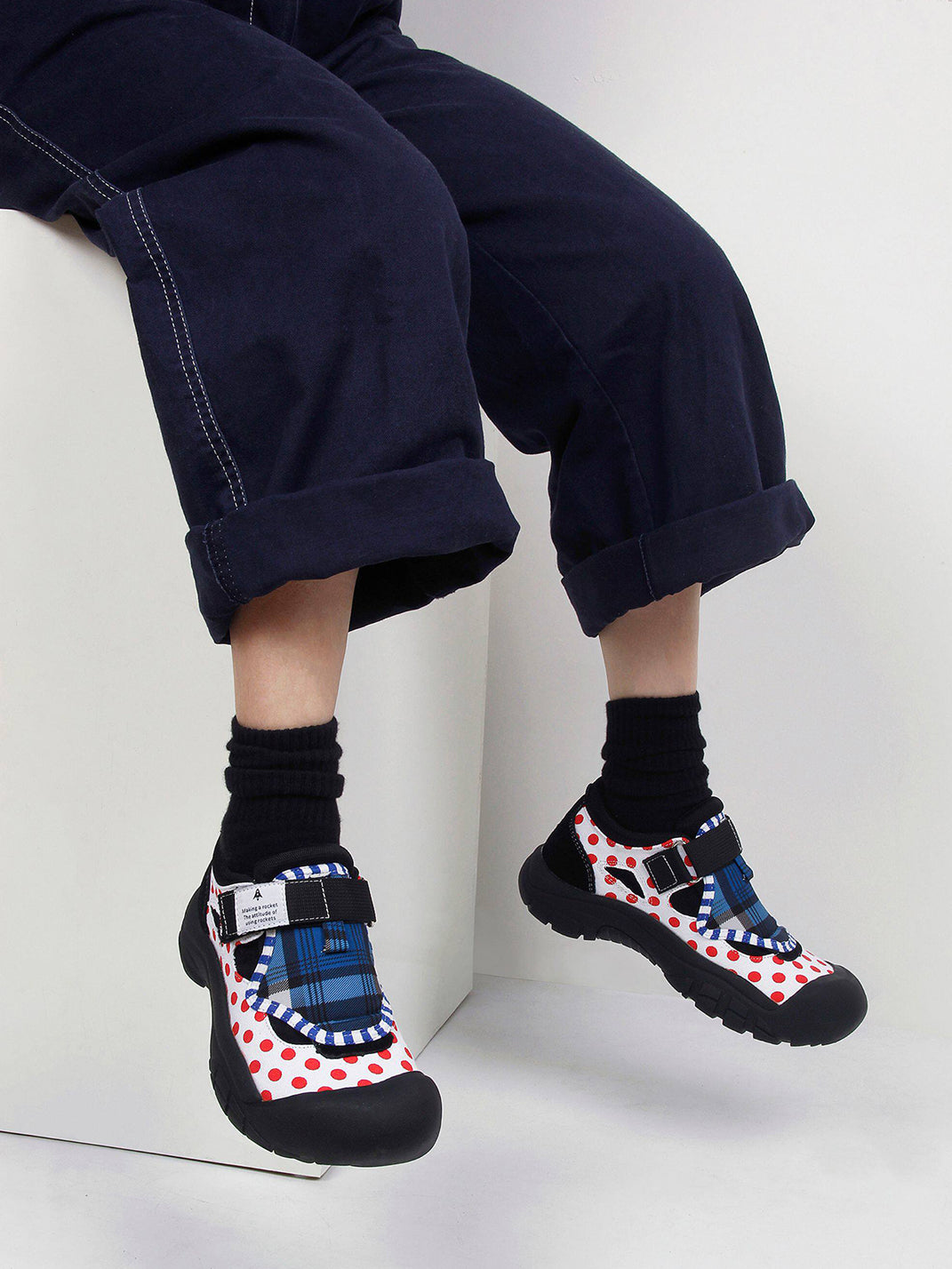 Mixed-Print Strap Trail Mary Janes - View 4