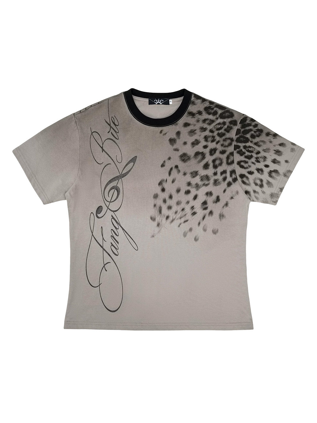 Leopard Note Glitter Cotton T-Shirt