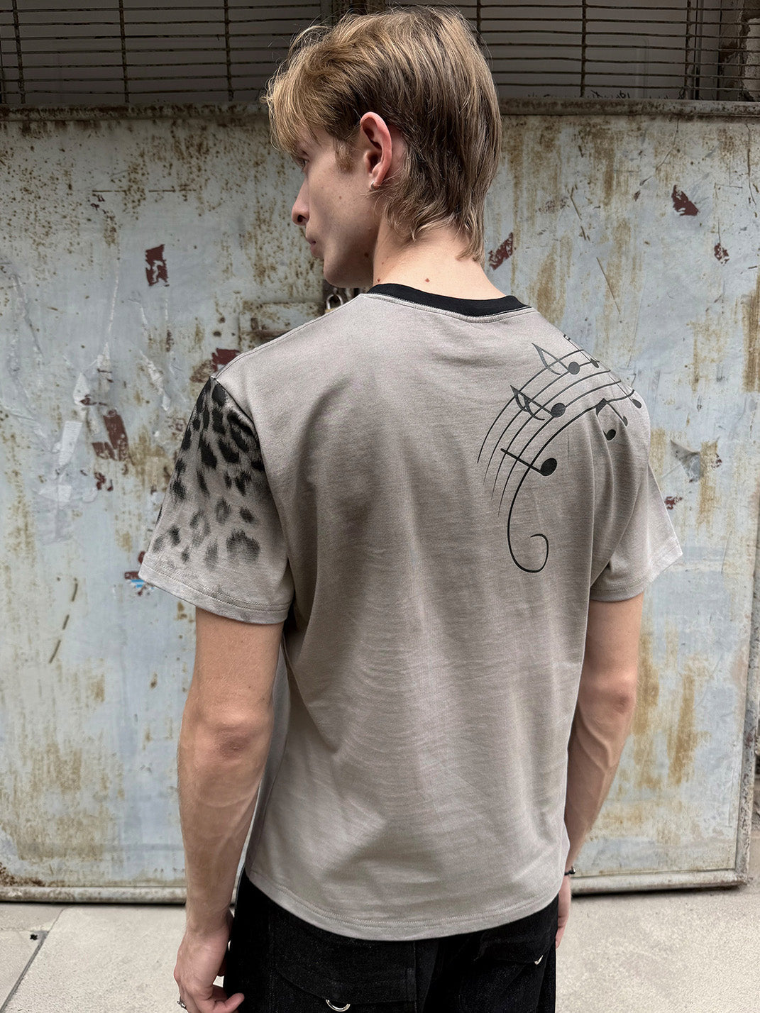 Leopard Note Glitter Cotton T-Shirt - View 4