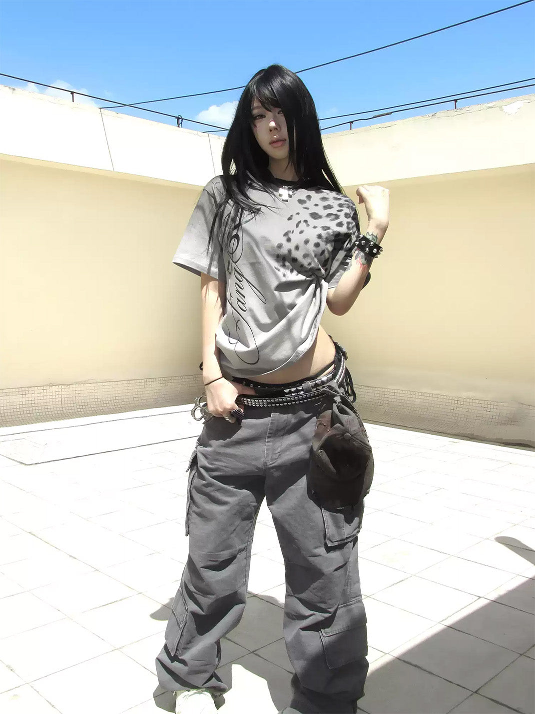Leopard Note Glitter Cotton T-Shirt - View 6