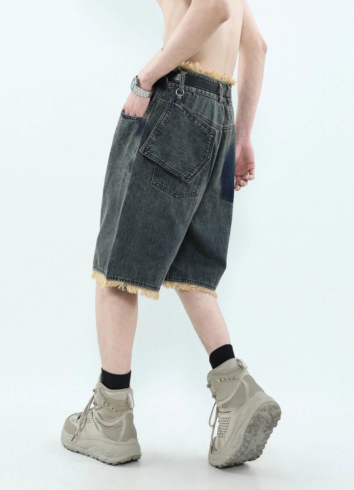 Frayed Edge Denim Bermuda Shorts