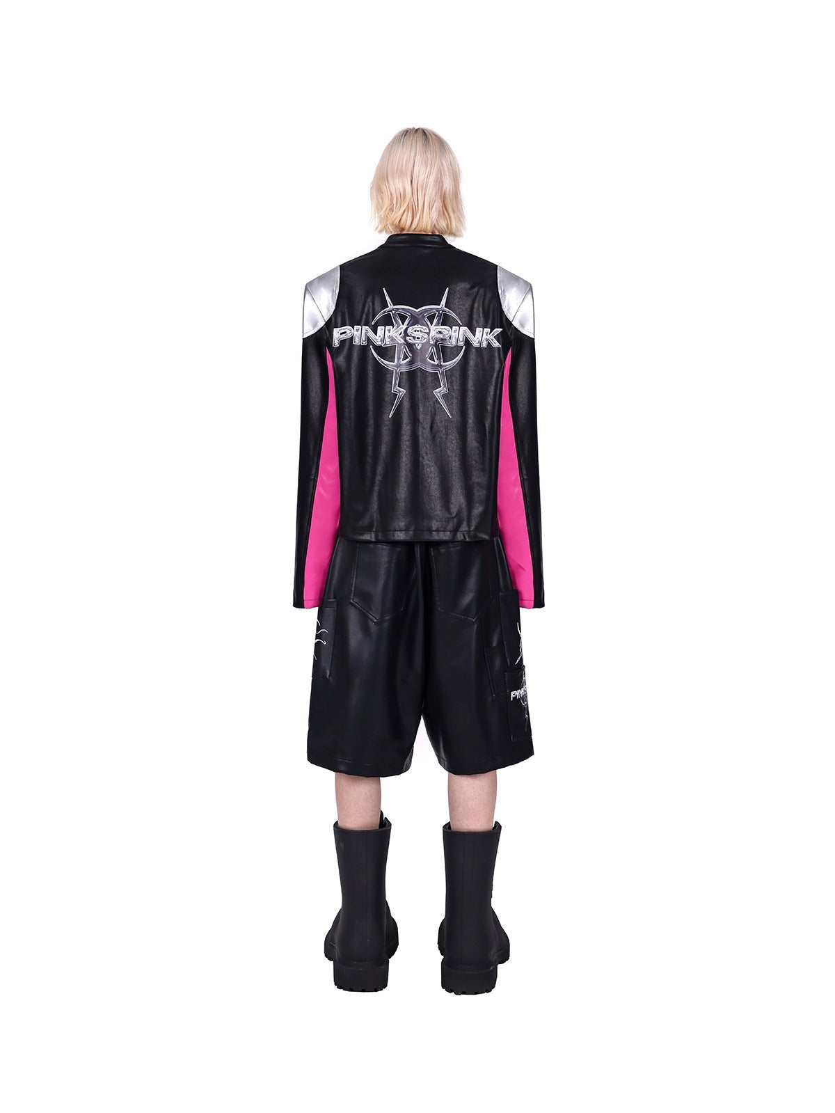 PINKSPINK Gothic Graffiti Wide-Leg Shorts - Jet Black