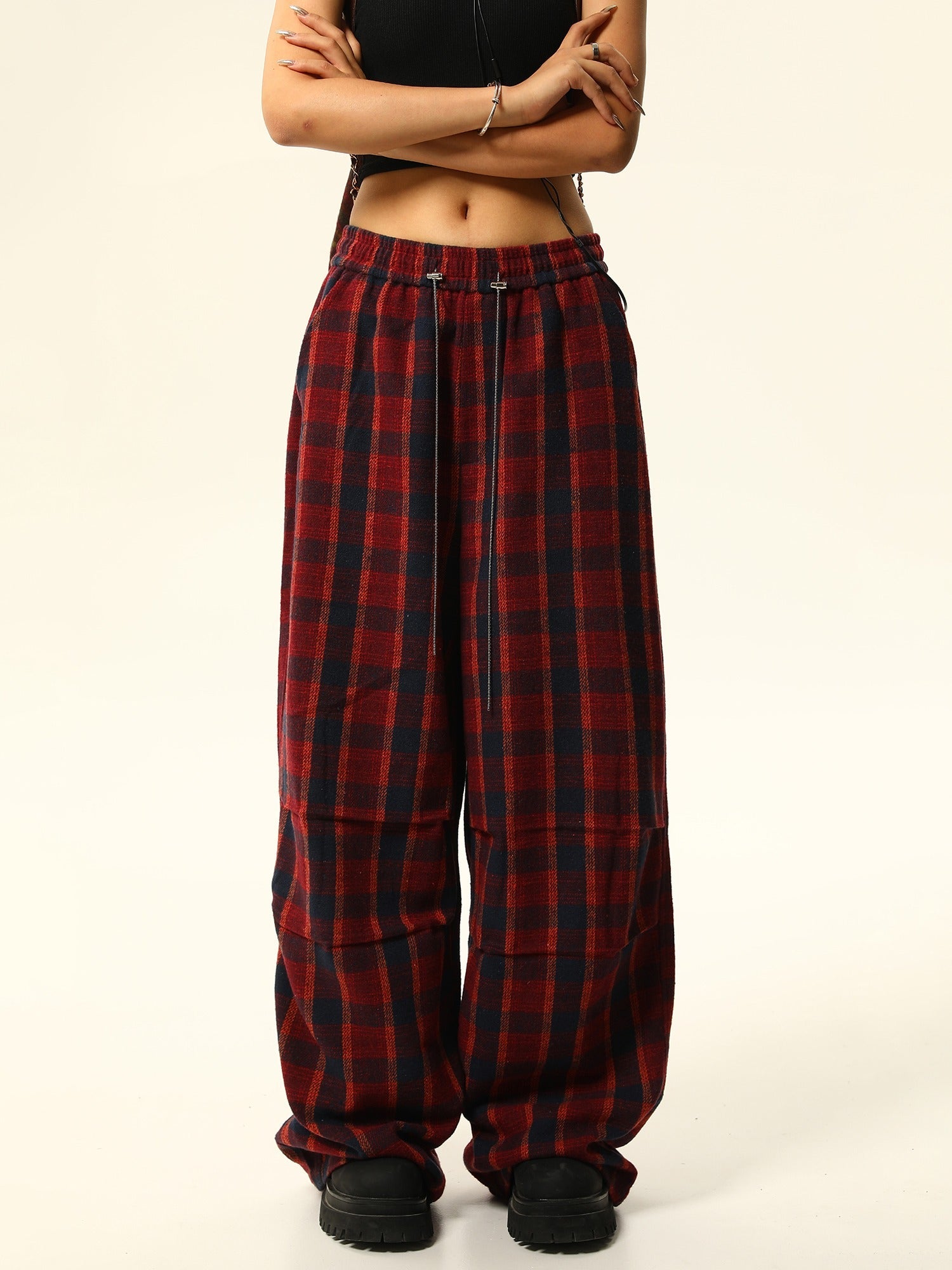 Buffalo Check Wide-Leg Lounge Pants