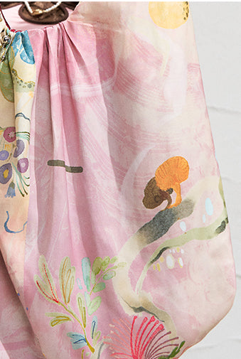 Floral Print Canvas Hobo Bag
