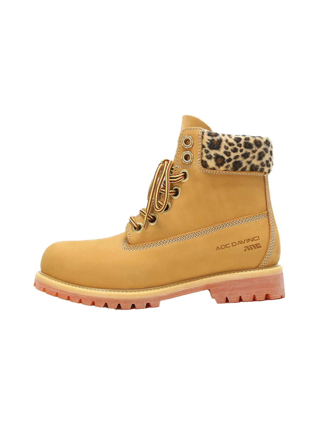 Leopard-Collar Leather Lug-Sole Lace-Up Boots - view 1