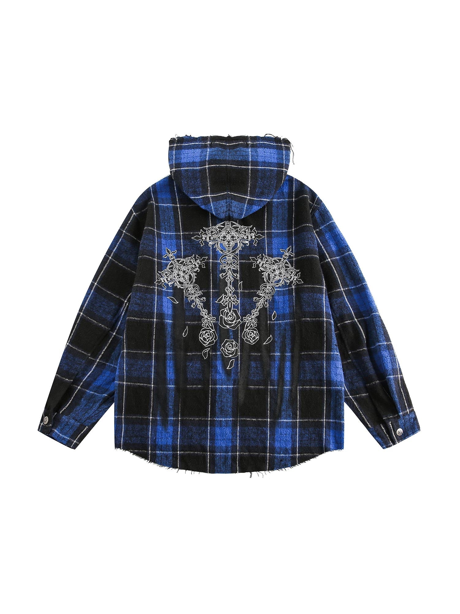 Thesupermade Plaid Brushed Cardigan Hooded Shirt