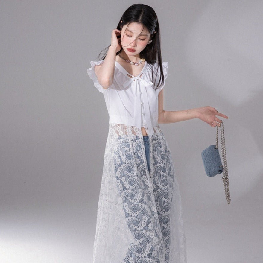 Layered Patchwork Lace Vacation Long Dress