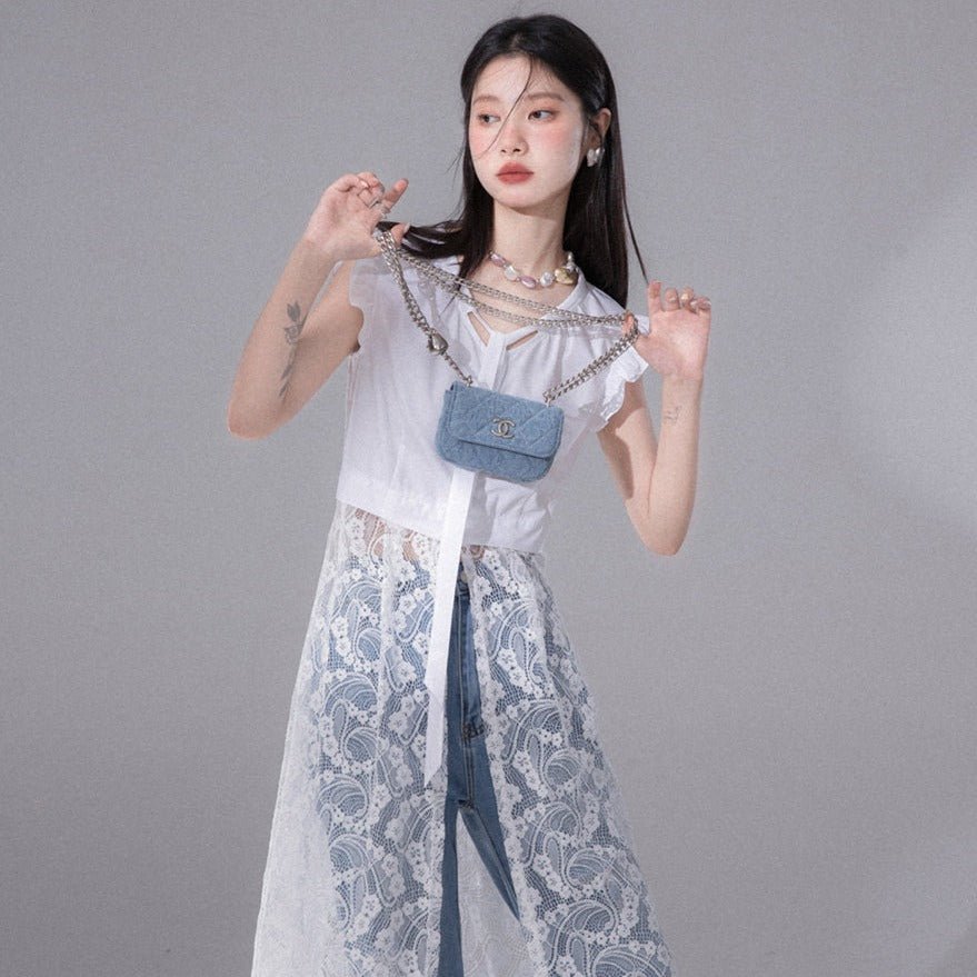 Layered Patchwork Lace Vacation Long Dress