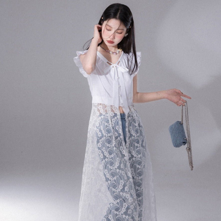 Layered Patchwork Lace Vacation Long Dress