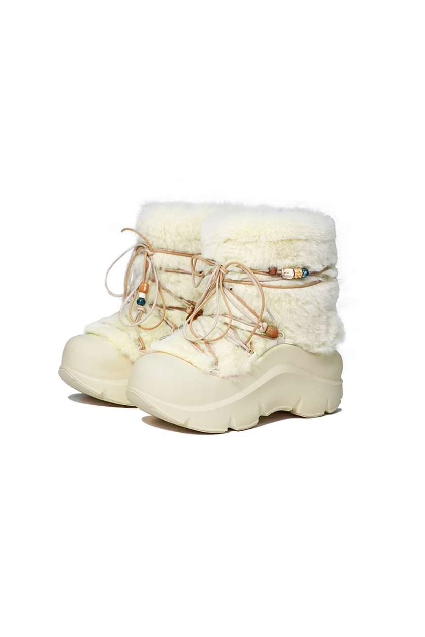 Faux Fur Beaded Platform Snow Boots - View 4