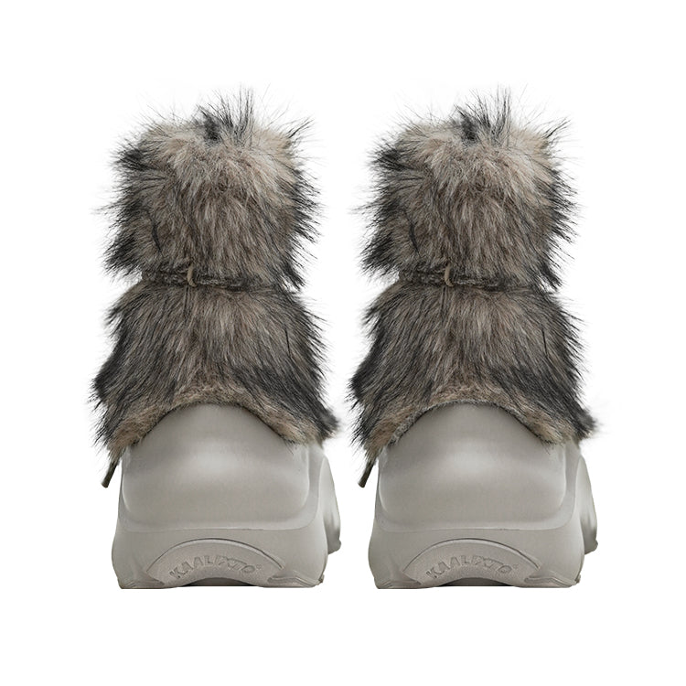 Faux Fur Beaded Platform Snow Boots - View 13