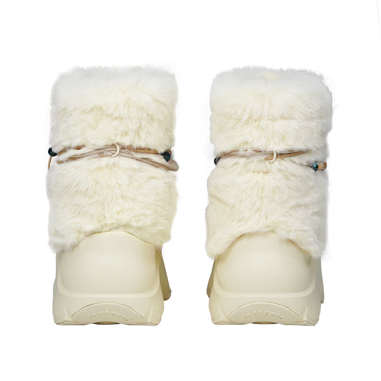 Faux Fur Beaded Platform Snow Boots - View 15