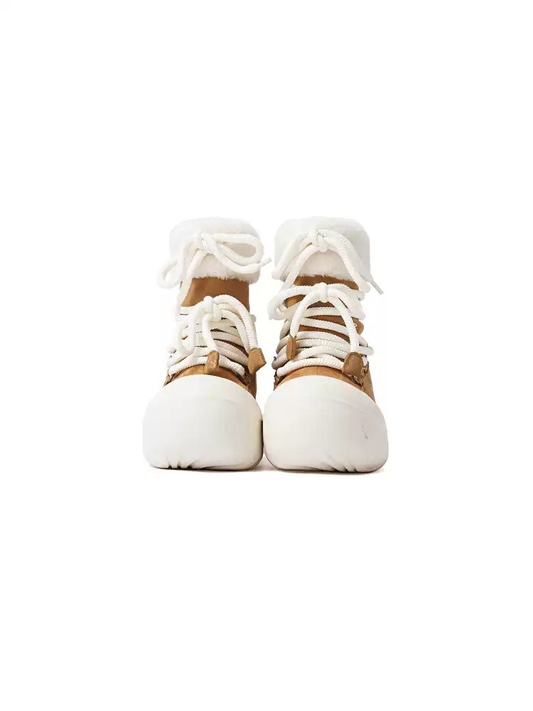 Faux Fur Cuff Platform Snow Boots - View 11