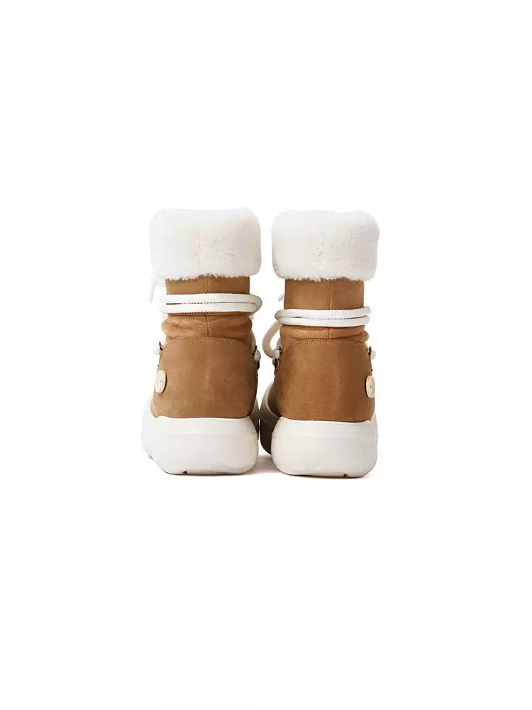 Faux Fur Cuff Platform Snow Boots - View 12