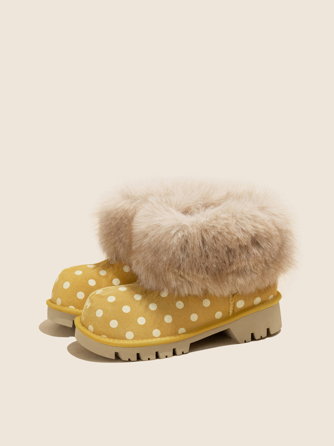 Faux Mink Fur Cuff Platform Snow Boots - View 2