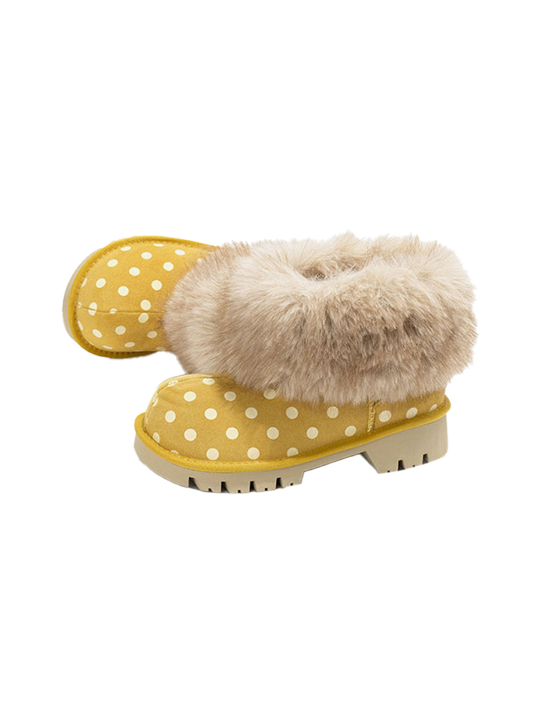 Faux Mink Fur Cuff Platform Snow Boots - View 3
