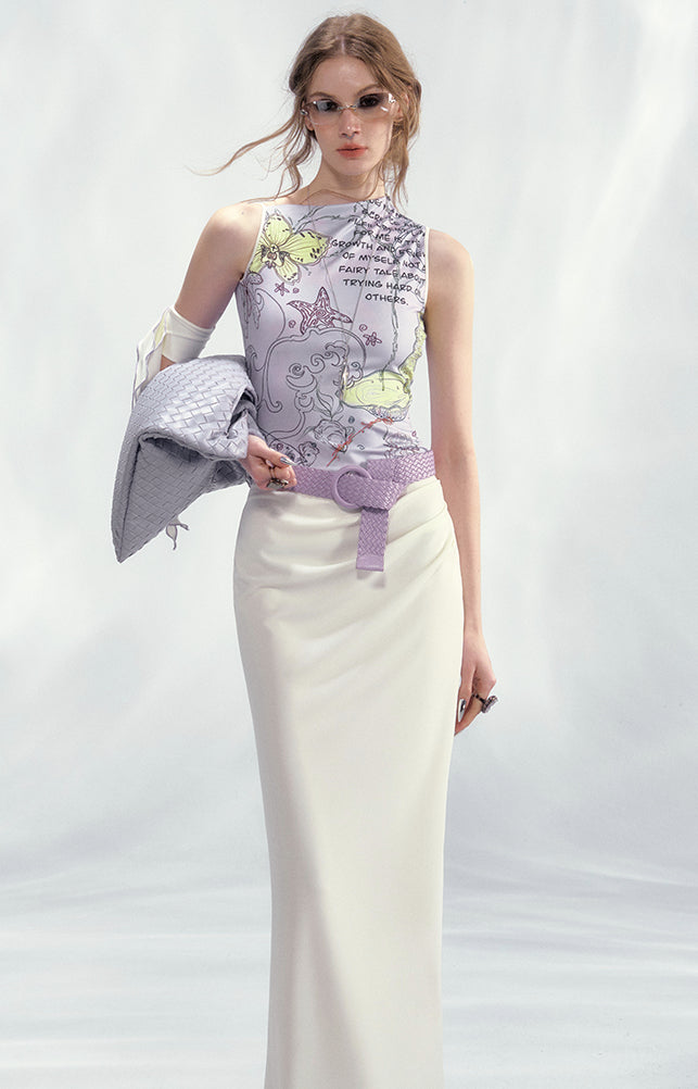 Lavender Print Two-Piece Maxi Dress