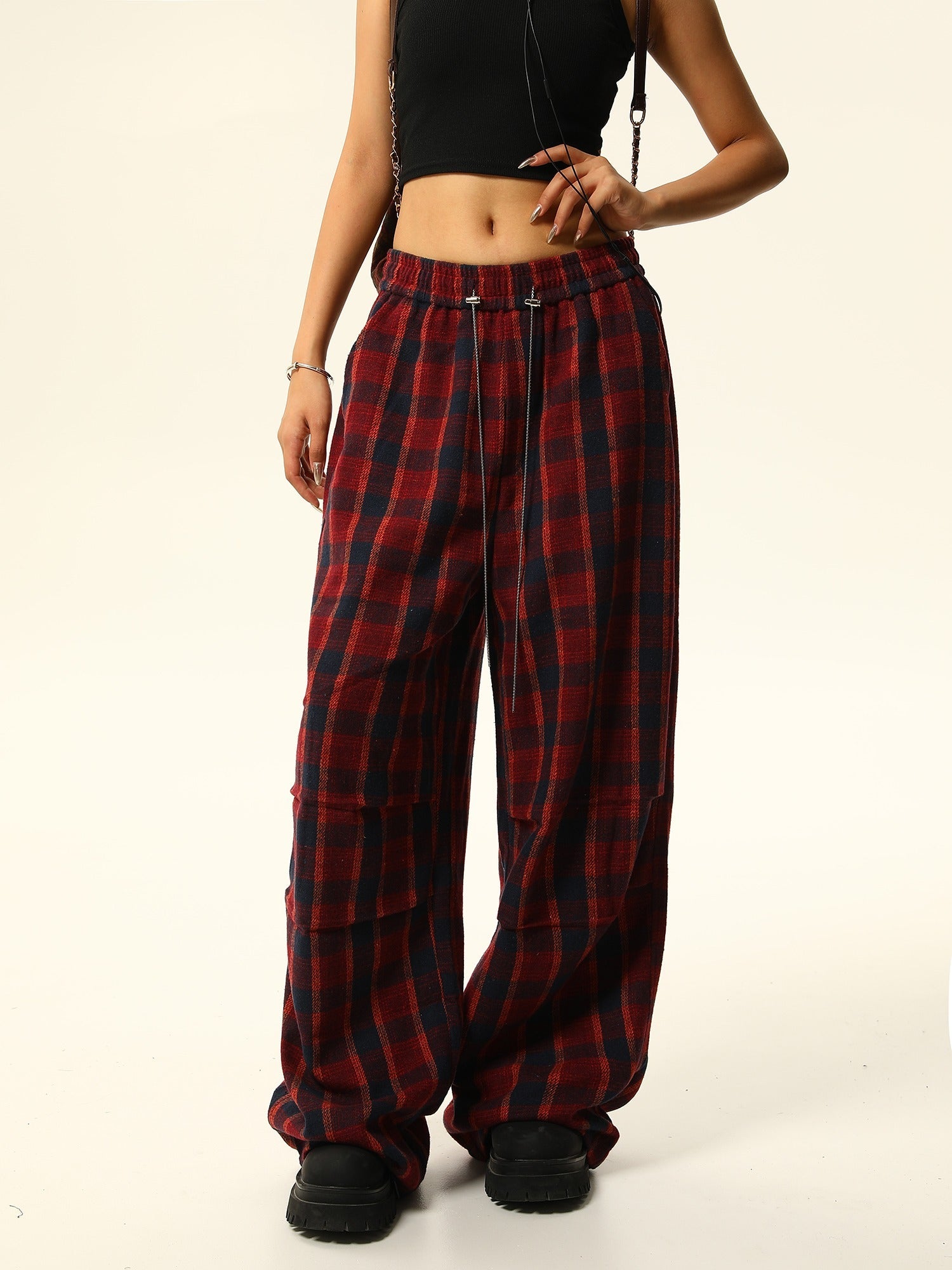 Buffalo Check Wide-Leg Lounge Pants