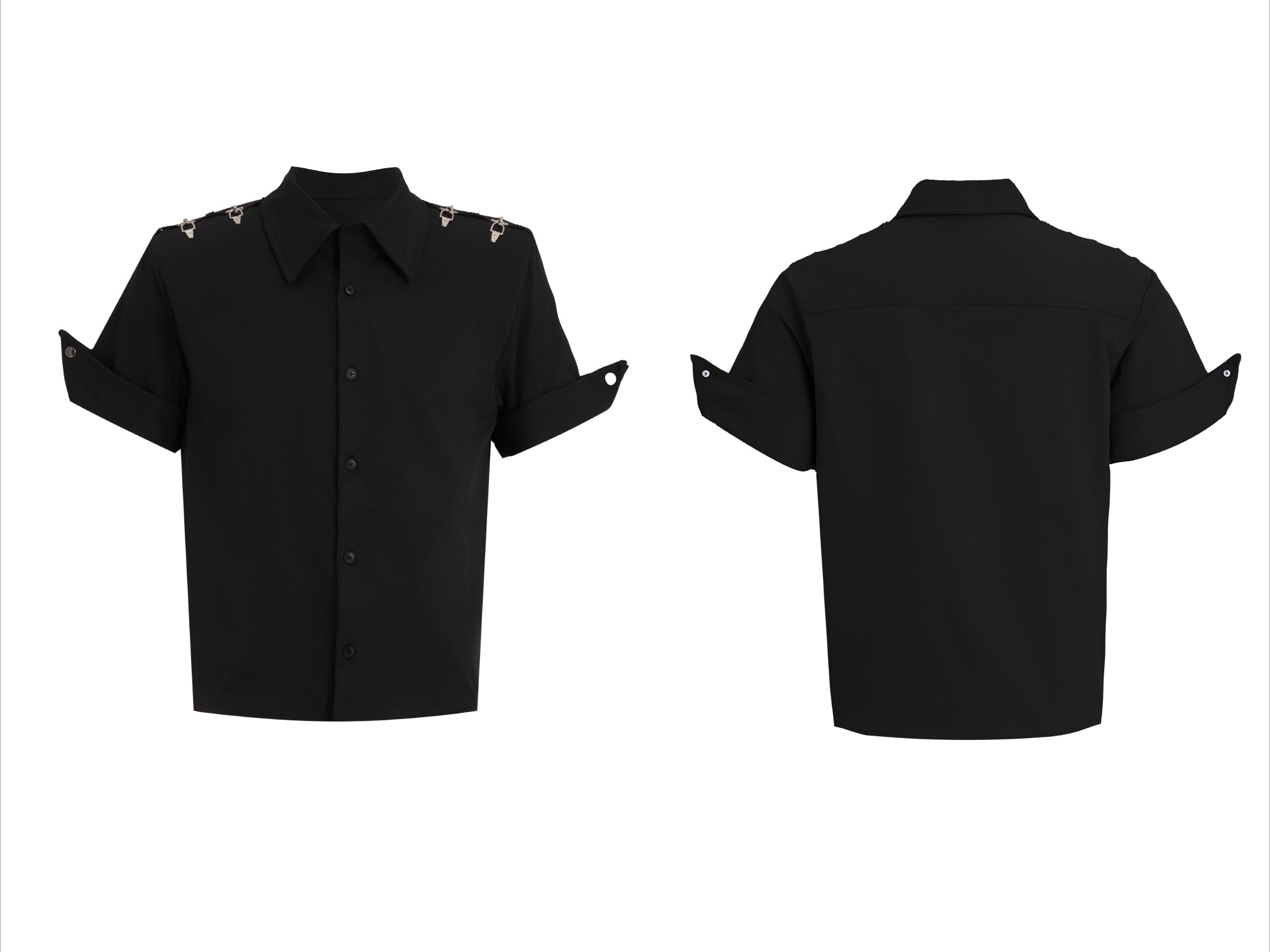 White Short Sleeve Button-Up Shirt