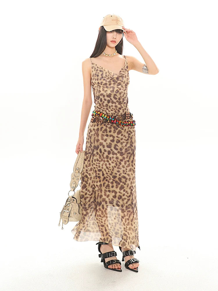 Leopard Print Slip Maxi Dress