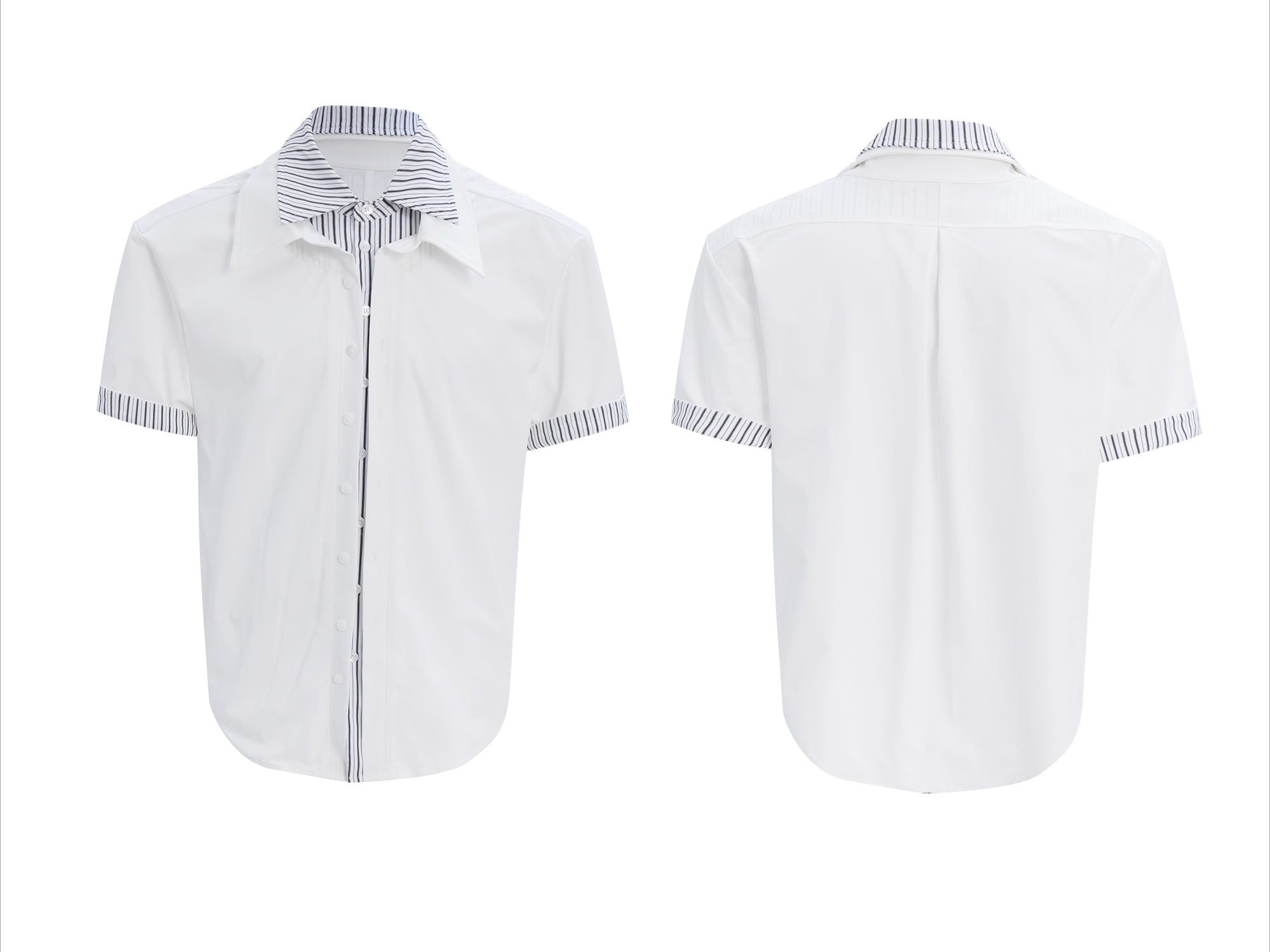 White Denim Short Sleeve Button-Up