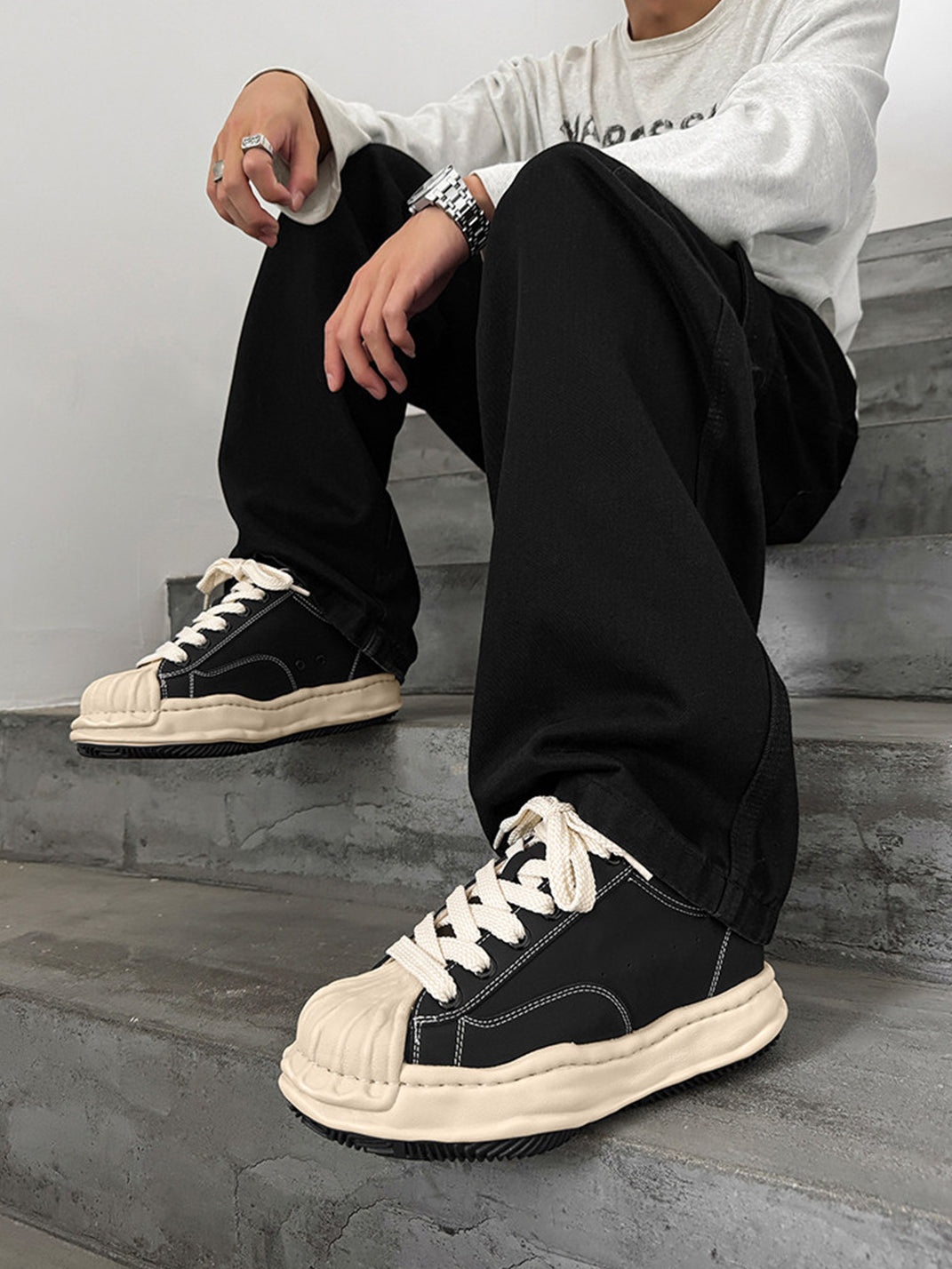 Distressed 7CM Platform Court Sneakers - View 13