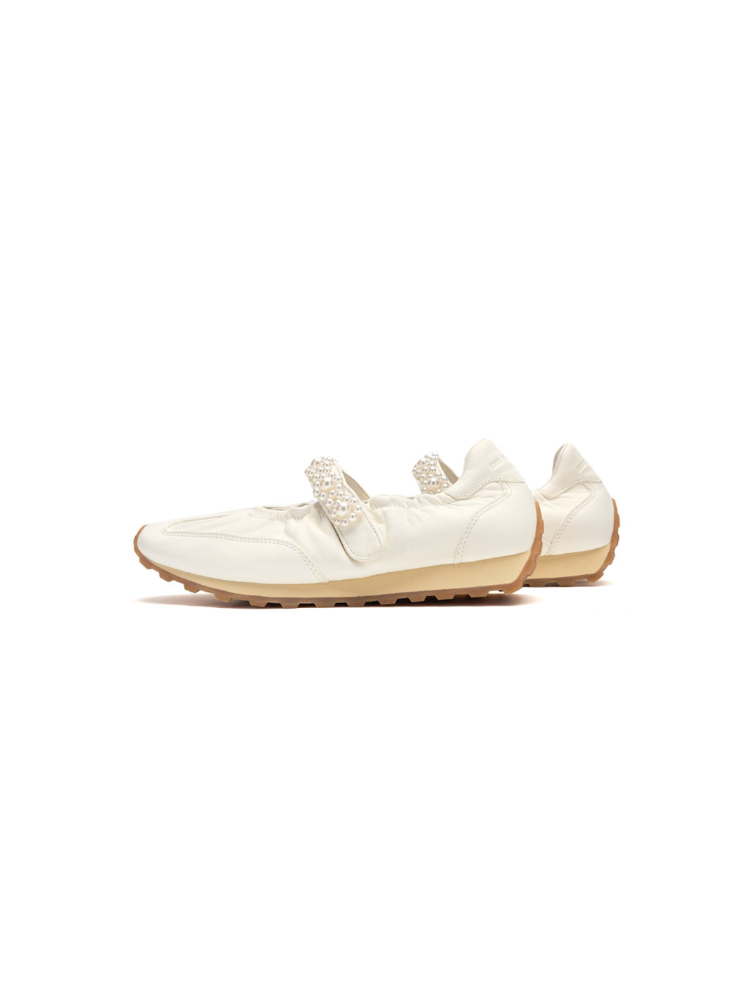 Pearl-Strap Leather Ballet Mary Janes