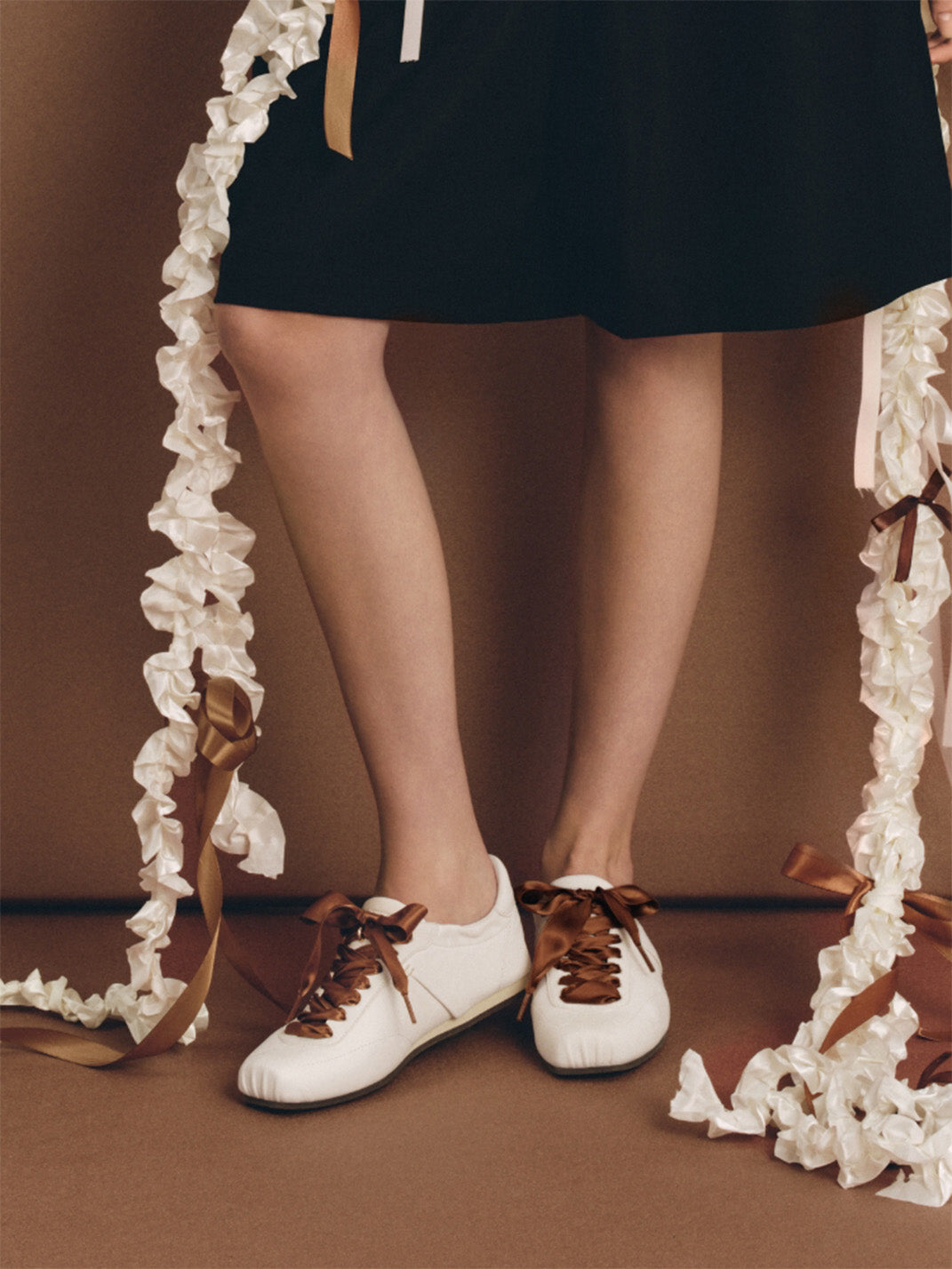 Ribbon-Laced Low-Profile Retro Trainers - View 3