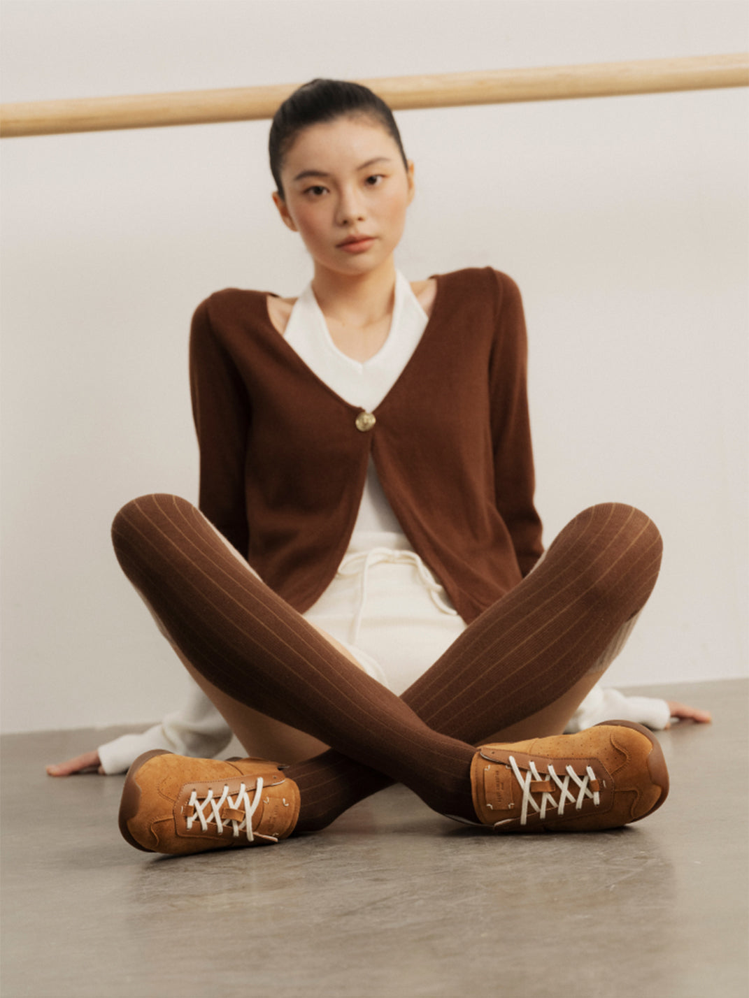 Ballet-Inspired Slim Leather-Look Trainers - View 8